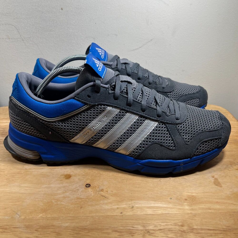 Adidas Marathon 10 Mens Shoes Gray Blue‎ Athletic Running Sneakers Size 12